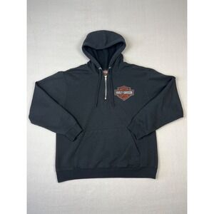 Harley Davidson Pullover Womens L Black 1/4 Zip Hooded St Louis Gateway